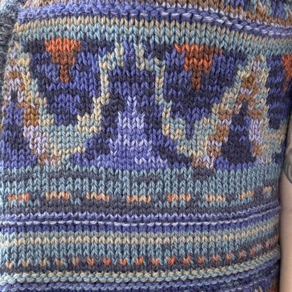 Vintage Manos Del Uruguay Hand Knit 100% Wool Purple Rainbow Sweater Vest sz M - Picture 4 of 7